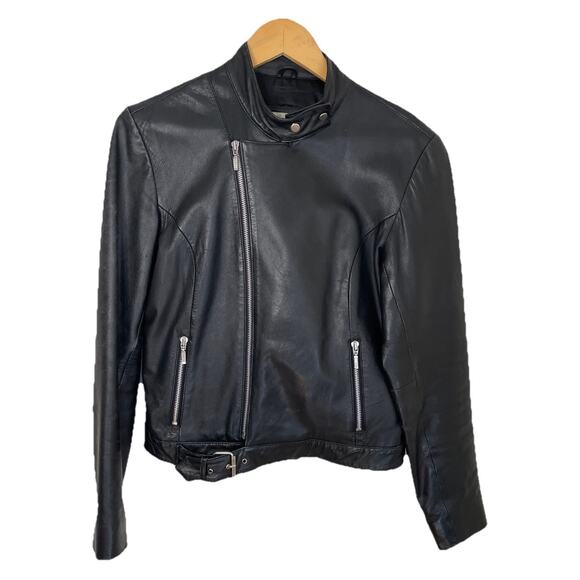 VTG 70s Excelled Black Leather Motorcycle Moto Biker Jacket Punk Rocker Women M - Picture 2 of 16